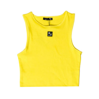 XT Studio canotta da donna in cotone a costine. Colore giallo acido