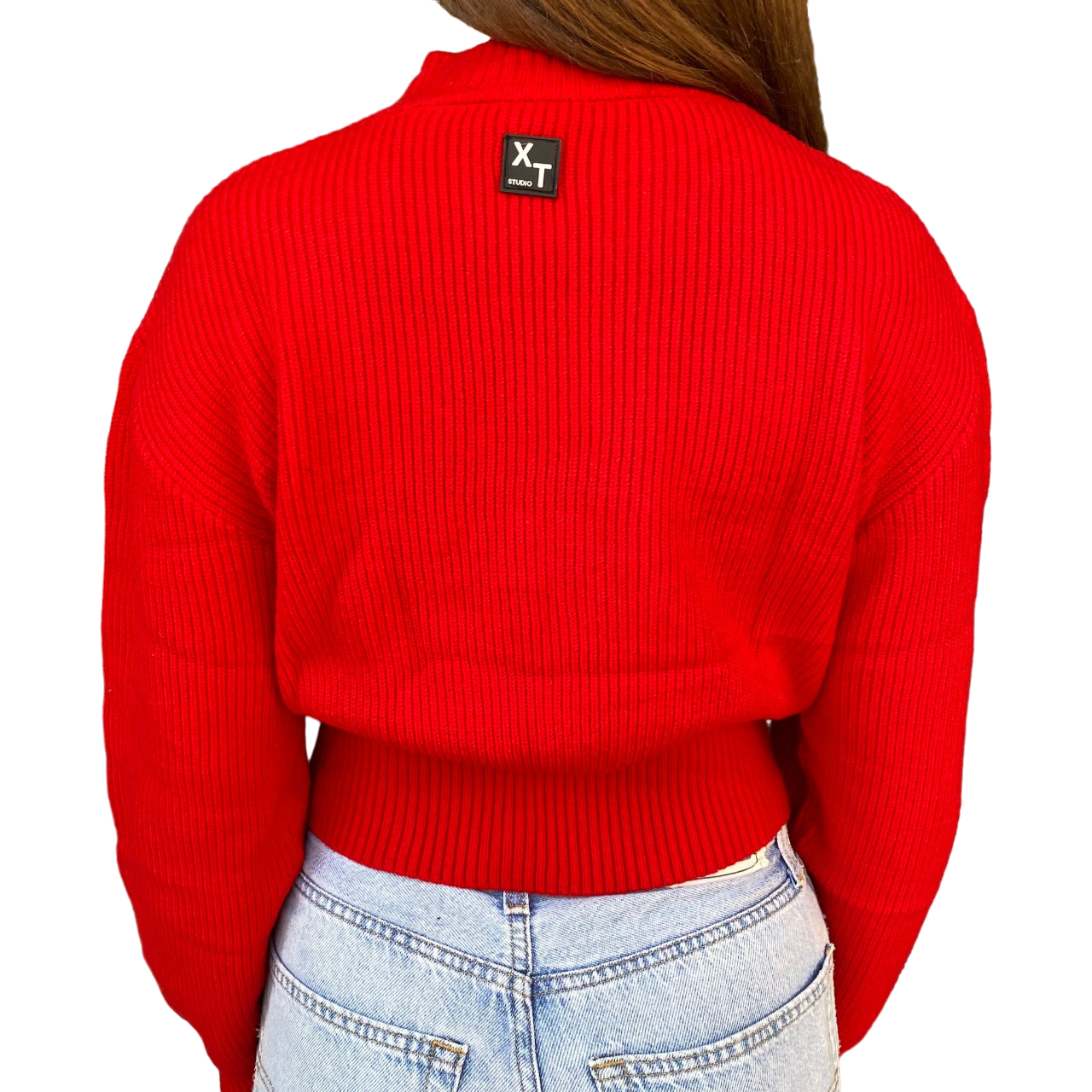 XT Studio maglia girocollo da donna a coste X124WT7038K50401 rosso