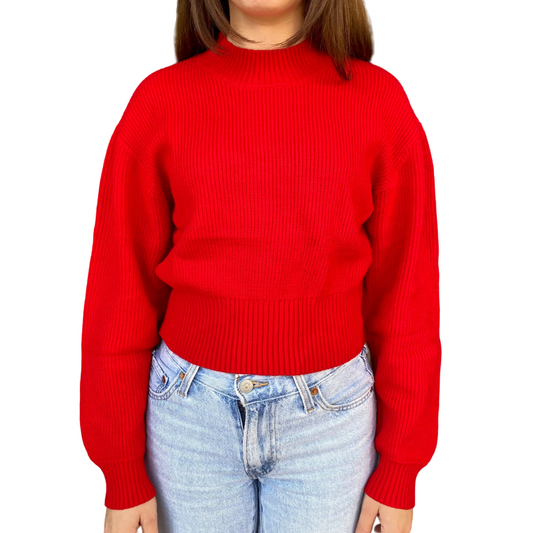 XT Studio maglia girocollo da donna a coste X124WT7038K50401 rosso