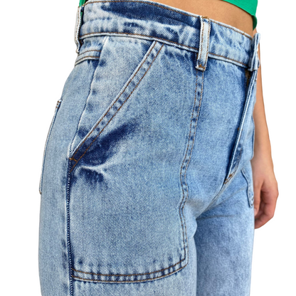 XT Studio pantalone in jeans largo con tasconi e rotture Flare blu chiaro