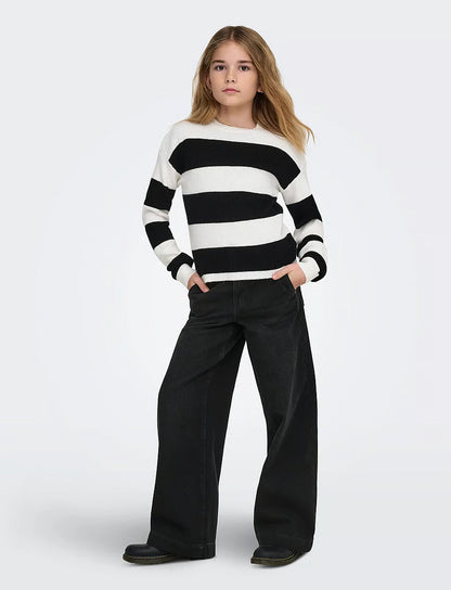 Only KOGCOMET Wide Leg Fit Jeans 15264770 – Jeans Ragazza Nero Gamba Larga 6-14 Anni