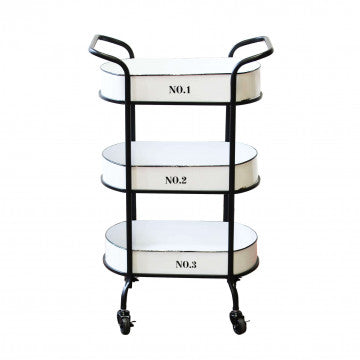 Mobile Chile in acciaio e legno con 3 Ripiani - Dimensioni cm 52 x 44 x 82 h - Colore bianco
