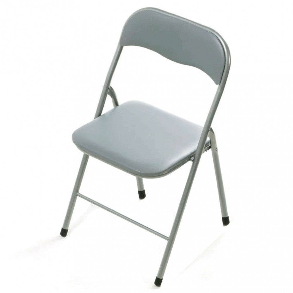 Sedia Pieghevole Slim- Grigia Chiara Opaca - PVC e Acciaio
