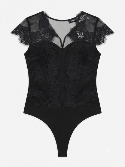 Relish Body BASIS maniche corte con inserti tulle più pizzo RDP2603006066 1199 nero