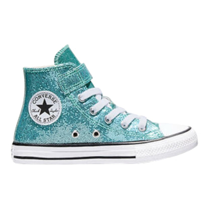 Converse Chuck Taylor All Star Easy-On Shimmer Sneakers Alta Bambina Acquamarina Bianco - A19095C