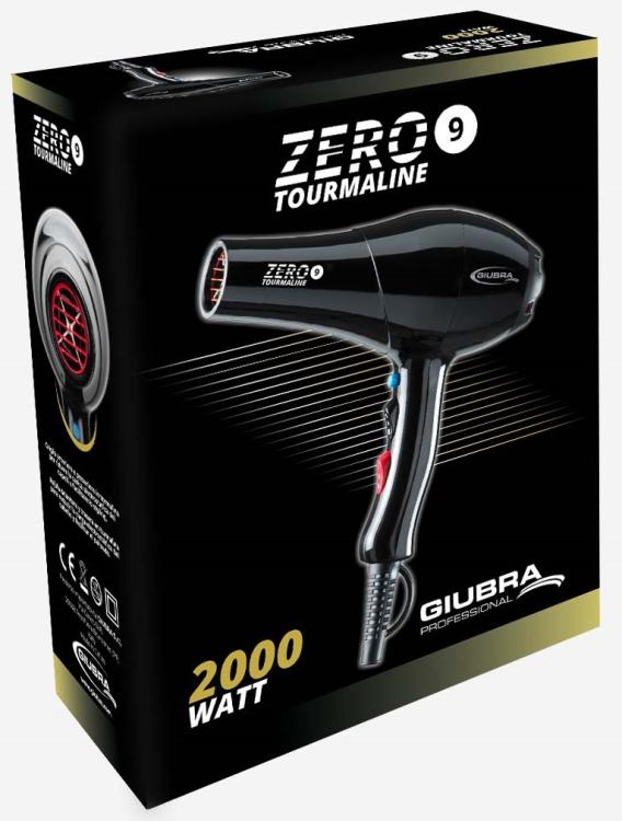 Giubra Phon Haartrockner Zero 9 Semi Compact Turmalin 2 Geschwindigkeiten 2000W Schwarz