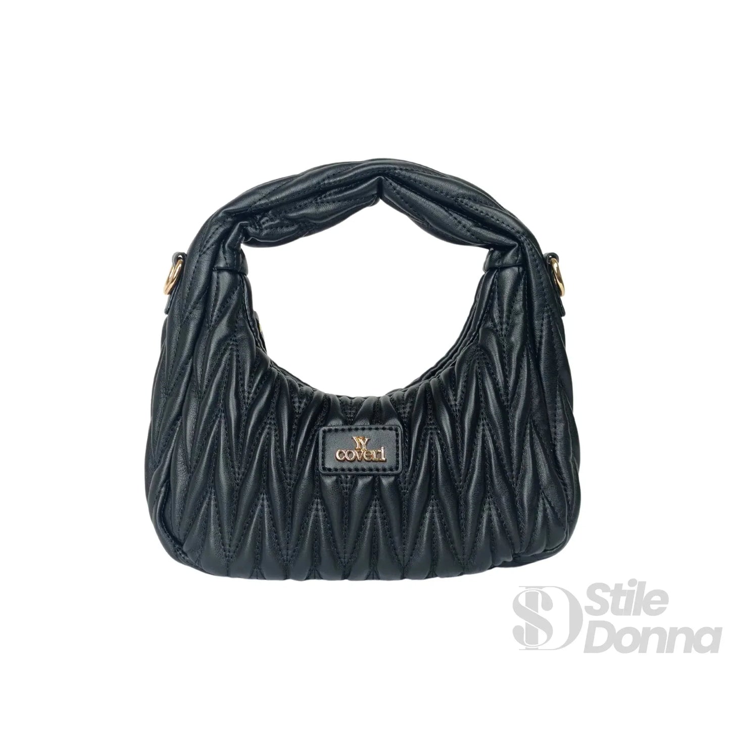 YY Coveri Borsa a Spalla Trapuntata in Ecopelle con Manico Spirale