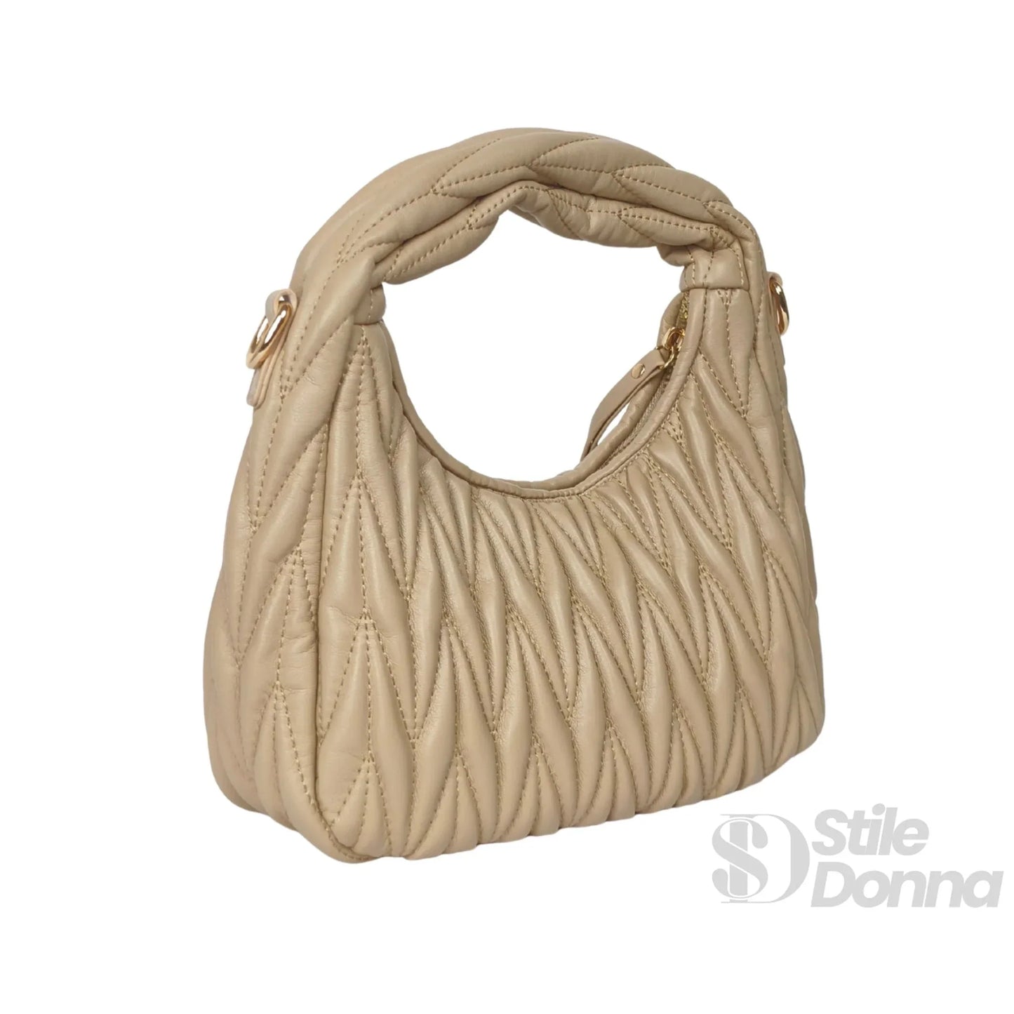 YY Coveri Borsa a Spalla Trapuntata in Ecopelle con Manico Spirale