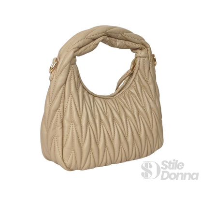 YY Coveri Borsa a Spalla Trapuntata in Ecopelle con Manico Spirale