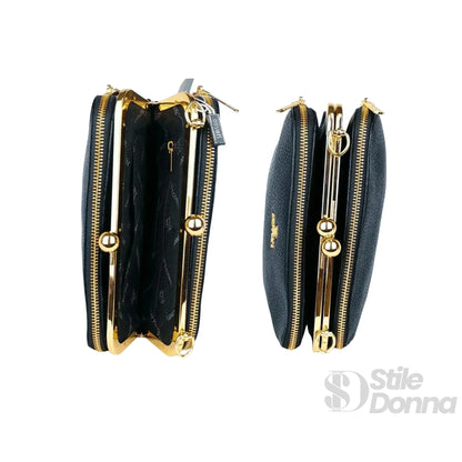 YY Coveri Faux Leather Crossbody Bag with Gold Logo