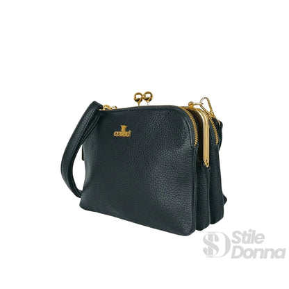 YY Coveri Faux Leather Crossbody Bag with Gold Logo