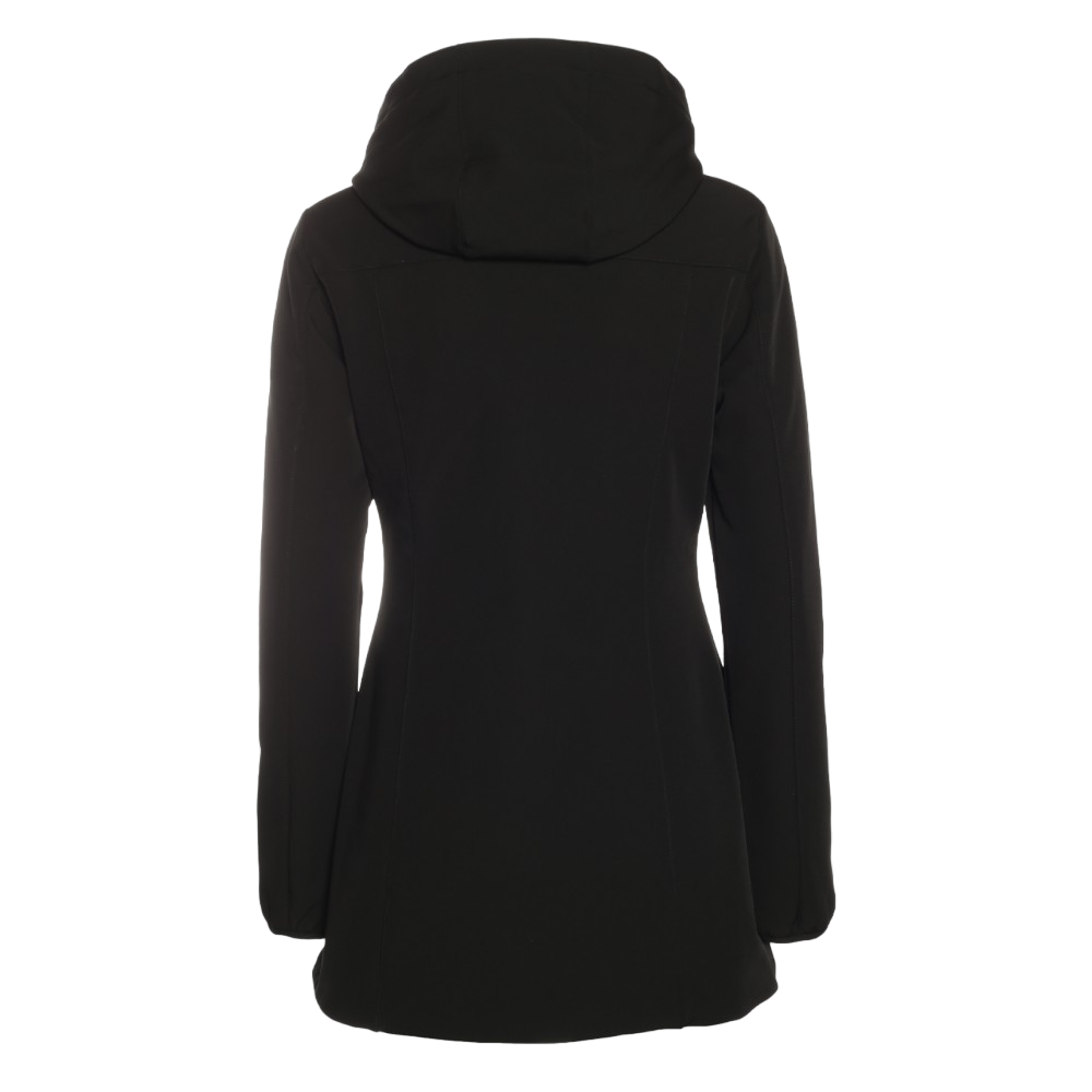 Yes Zee Cappotto Donna Nero Trapuntato Vera Piuma - Cappuccio Amovibile