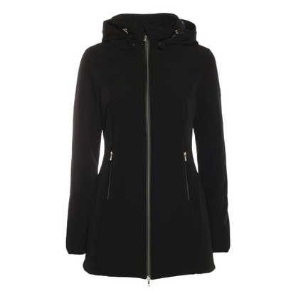 Yes Zee Cappotto Donna Nero Trapuntato Vera Piuma - Cappuccio Amovibile