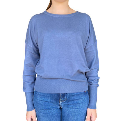Yes Zee maglioncino girocollo da donna M051 0704 blu chiaro