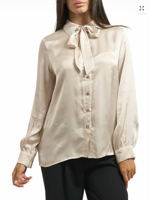 Yes Zee Camicia Donna Raso Fiocco Manica Lunga 1422-C019-C900 Oro