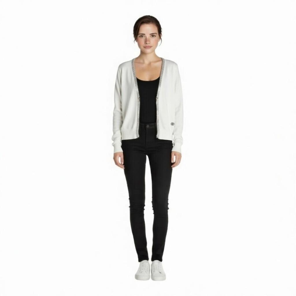 Yes Zee Cardigan Donna Bottone Gioiello M451/IF00 0107 Gesso
