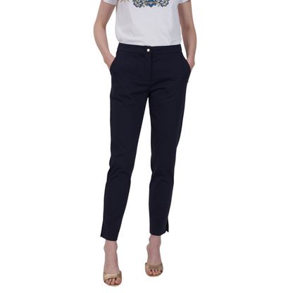Yes Zee Pantalone Donna Chinos in Punto Milano 1016 P378 CE00 Blu