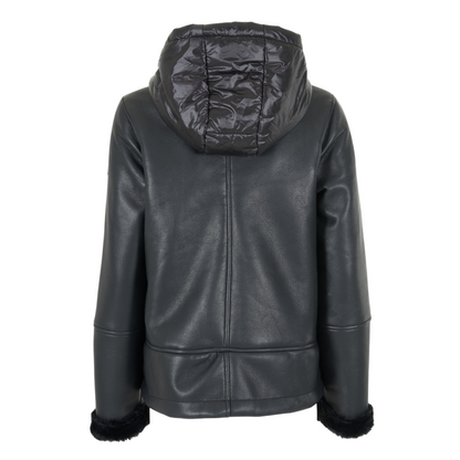 Yes Zee Piumino Corto con Cappuccio e Pelliccia Interna da Ragazza 3001 J018 0801 Nero – Calore Moderno, Stile Urban e Comfort Avvolgente