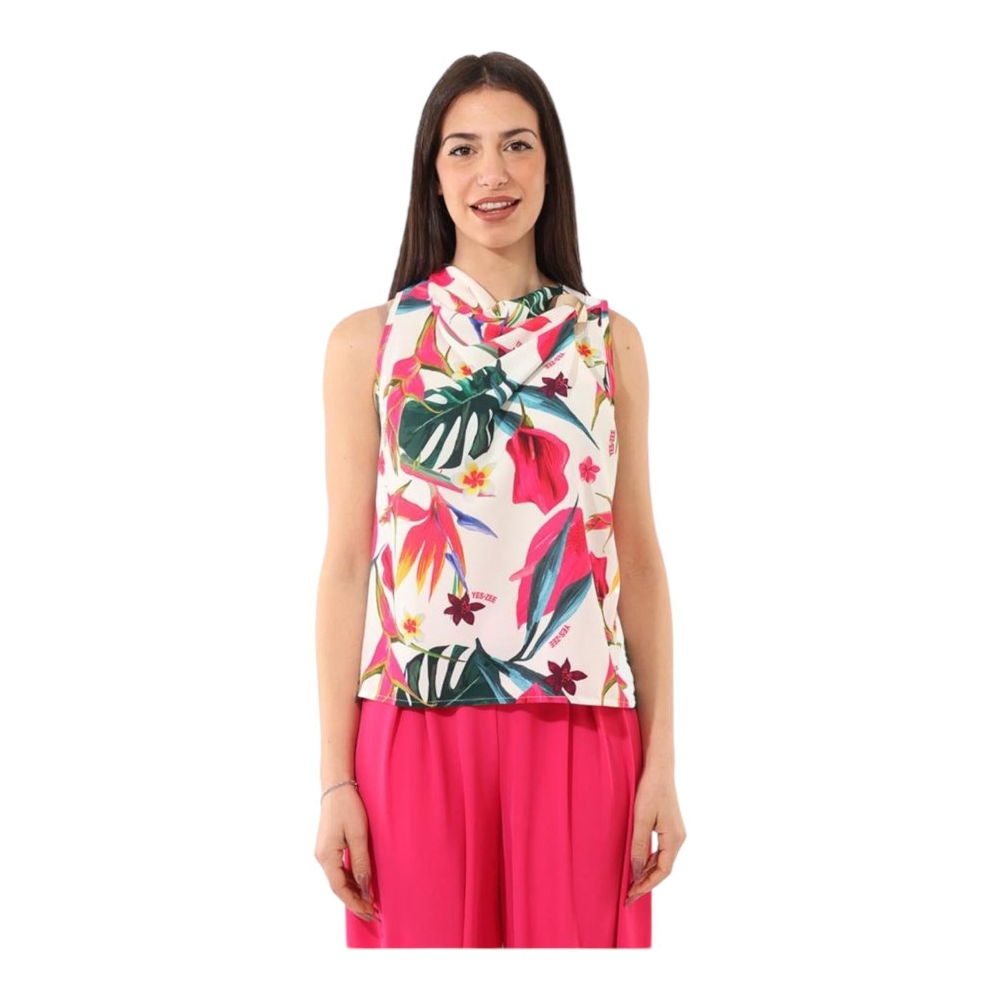 Yes Zee canotta da donna in tessuto stampato 1469 C226 CL00 2107 gesso