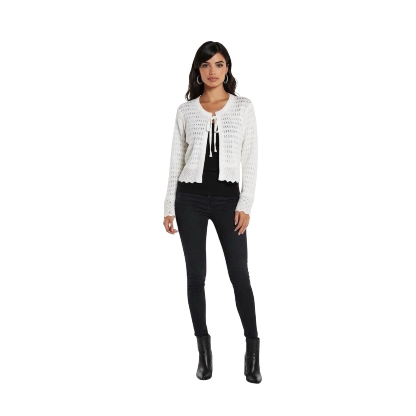 Yes Zee Maglia Corta Donna Allaccio Coulisse M446/BR00 Gesso