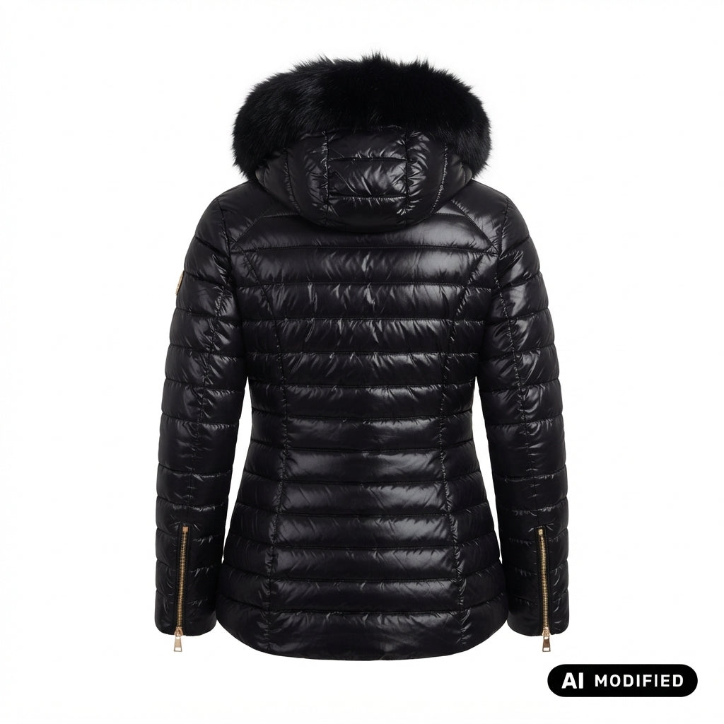 Relish Piumino PYLEM_A manica lunga con tasche più zip trasversale più cappuccio più bordo ecopelliccia staccabile RDA2605009027 nero