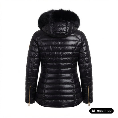 Relish Piumino PYLEM_A manica lunga con tasche più zip trasversale più cappuccio più bordo ecopelliccia staccabile RDA2605009027 nero