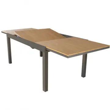 Ausziehtisch Cayman 160/240 x 95 aus Aluminium Weiß/Taupe mit Polywood Teakplatte