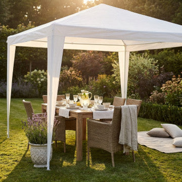 Gazebo struttura acciaio telo poliestere bianco 3x3 metri peso 6kg