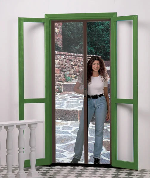 Zanzariera Avvolgibile per Porta 240x140 cm Bianca – Sistema Orizzontale con Telaio in Alluminio