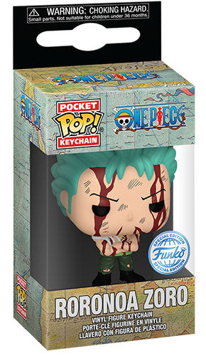 Funko Pop ! Animation - One Piece  Roronoa Zoro W/Blood 4Cm Keychain Portachiavi