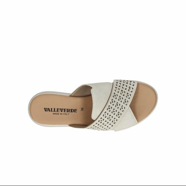 Valleverde Ciabatta Donna Strass Geometrica Bianca Tacco 5.5cm - V55100