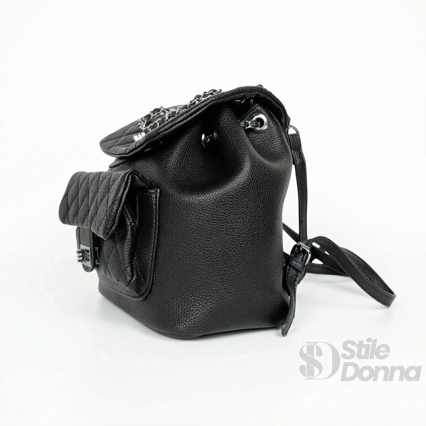 Stile Donna Bags - Zaino Trapuntato in Ecopelle Nera