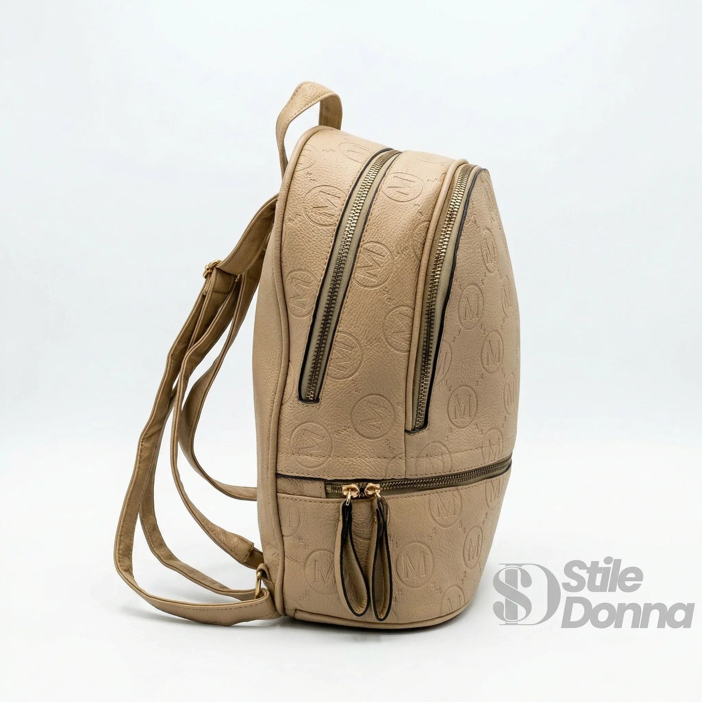 Stile Donna Bags - Zaino Beige e Nero con Monogramma