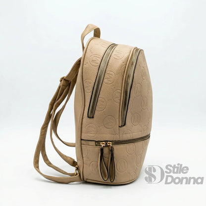 Stile Donna Bags - Zaino Beige e Nero con Monogramma