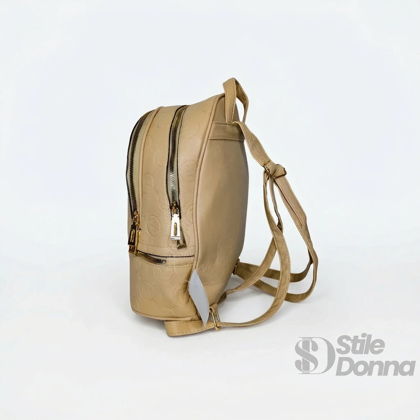 Stile Donna Bags - Zaino Beige e Nero con Monogramma