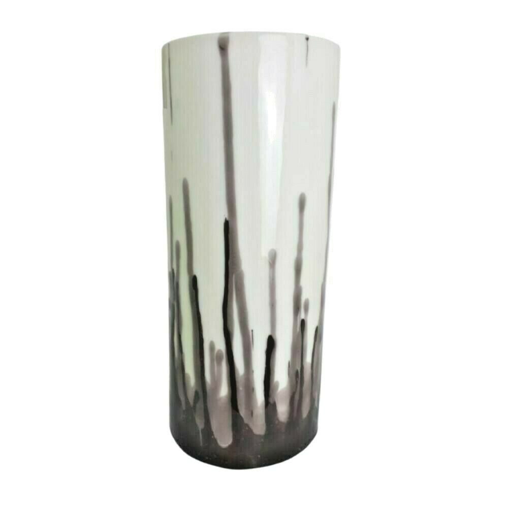 Zampiva Vaso Ceramica Bianco Fango H 24,5 cm Decoro Neige