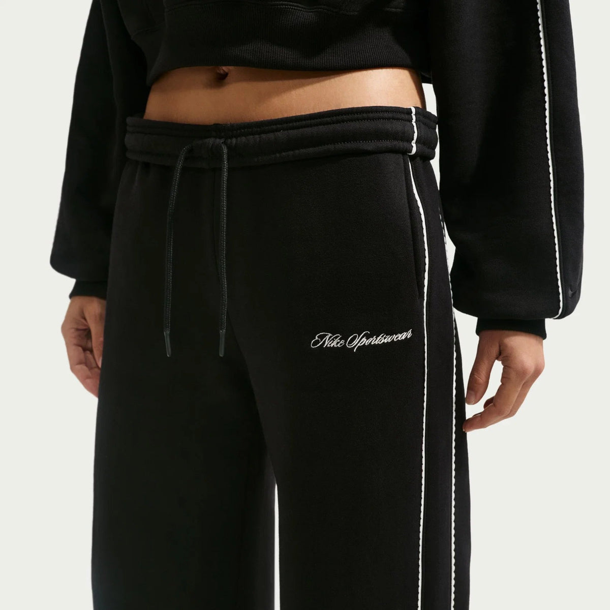 Nike Studio Fleece IQ3170-001 Donna Nero - Pantalone Sportivo Wide-Leg