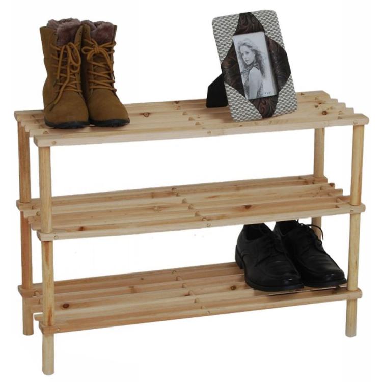 Schuhregal aus Holz, 3 Ablagen, platzsparend, Schuhaufbewahrung, 63x48x23cm