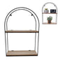 Metal Arch Wall Shelf With Wooden Shelves Display Case Bookcase