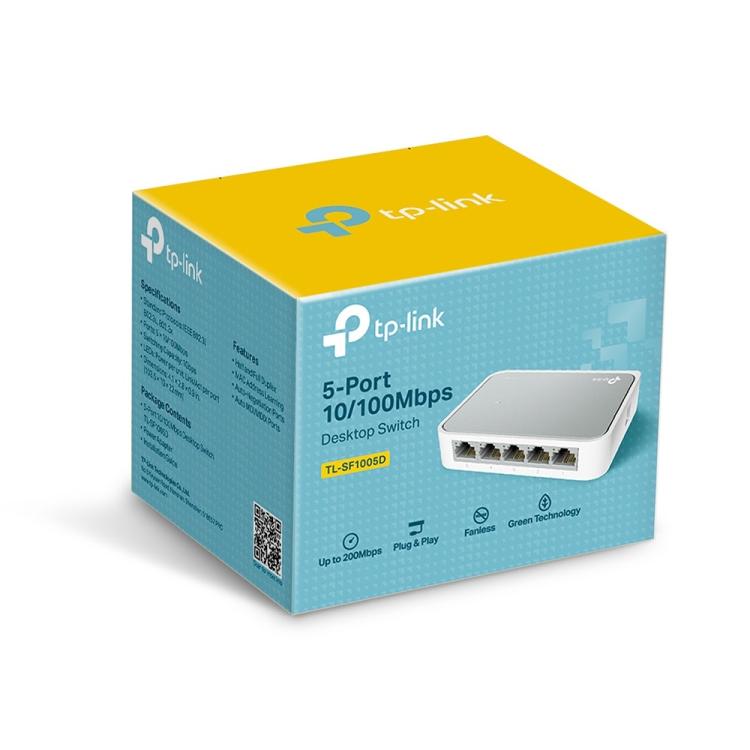 Tp-Link Hub Desktop Switch 5-Port 10/100 RJ45 10/100 Mbps Plug&Play TL-SF1005D