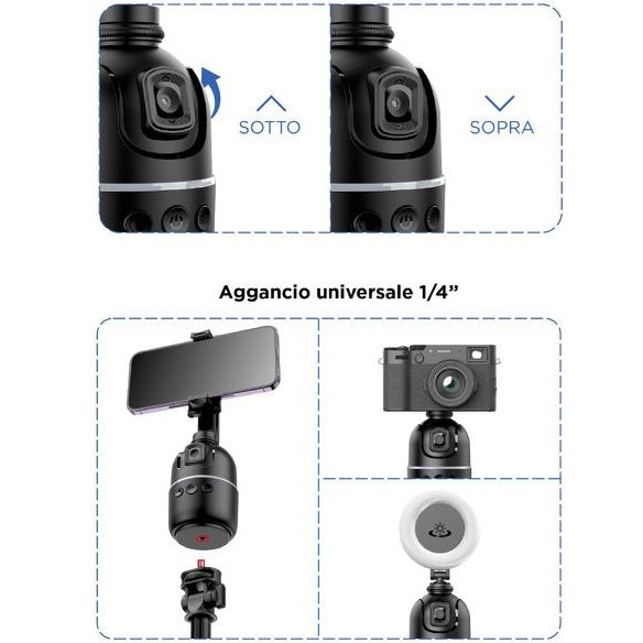 Stativkopf für Smartphone mit 360-Grad-Gesichtsverfolgung