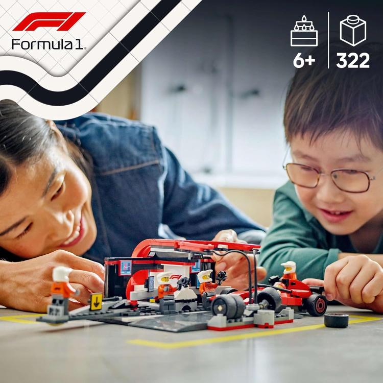 Lego - City 60443 (Boxenstopp und Mechaniker mit Ferrari F1 Monoposto) Set 322 Teile - 6+
