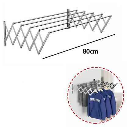 Stendibiancheria a Parete Estensibile Stendino Balcone Da Esterno o Bagno 80 cm