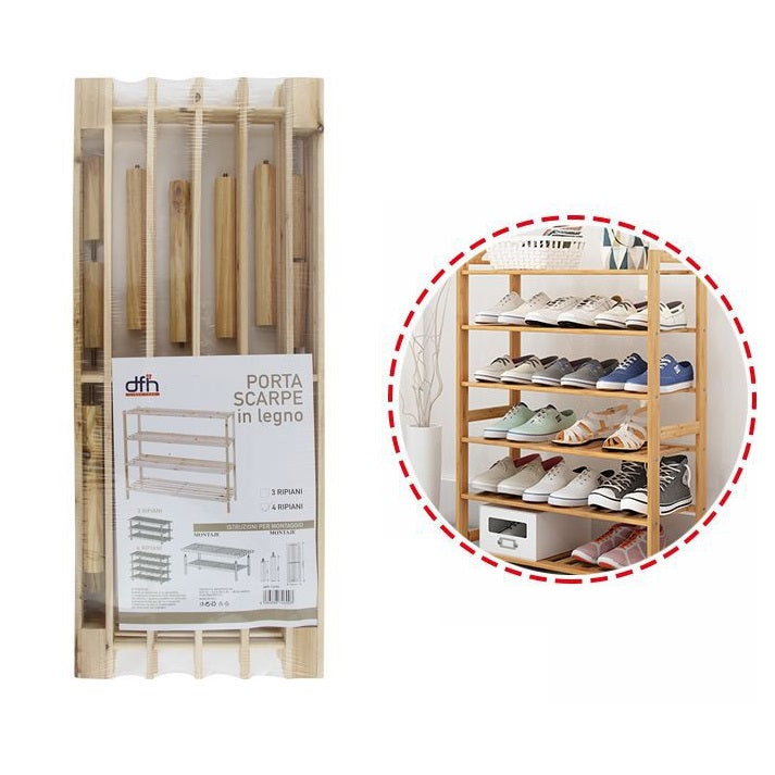 Schuhregal aus Holz, 4 Ablagen, platzsparend, Schuhschrank, 67x63x27cm