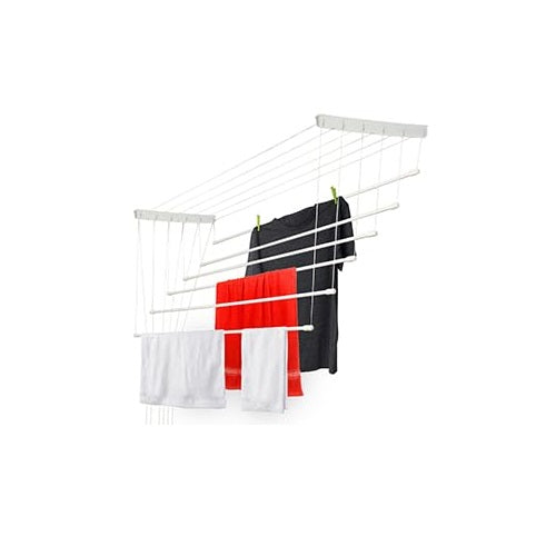 Wäscheständer Deckenmontage Wäschetrockner Handtuchhalter Außen/Innen – Weiß
