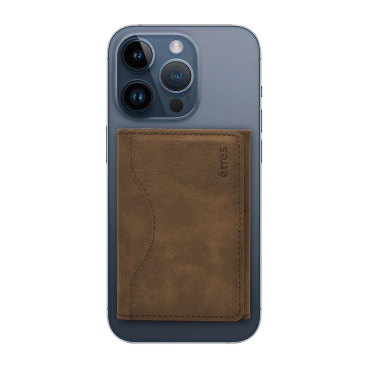 Etres Smart Wallet Schlanke Brieftasche Kreditkartenhalter iPhone Mag Safe Braun