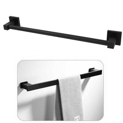 Porta Asciugamani Asta Supporto 40Cm Per Bagno A Muro Parete Casa Acciaio Nero