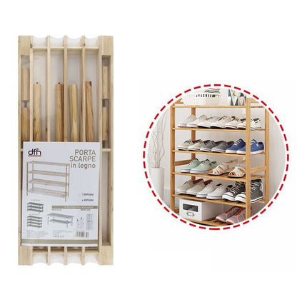 Schuhregal aus Holz, 3 Ablagen, platzsparend, Schuhaufbewahrung, 63x48x23cm