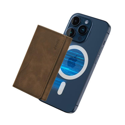Etres Smart Wallet Schlanke Brieftasche Kreditkartenhalter iPhone Mag Safe Braun