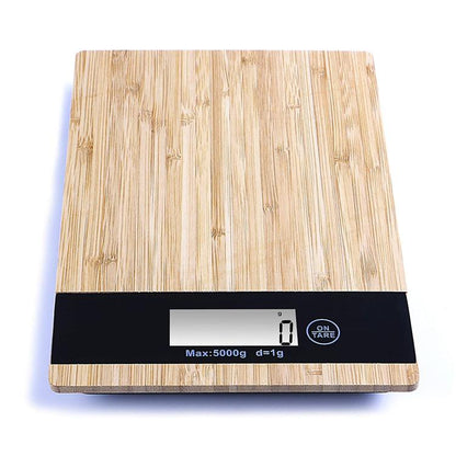 ELEKTRONISCHE DIGITALE KÜCHENWAAGE 1G - 5KG MIT HOLZ-/GLASPLATTE LCD